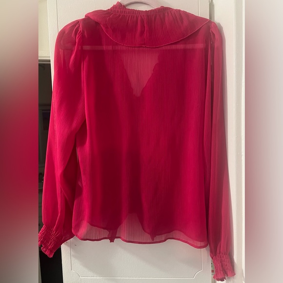 Zara Red Ruffled Tie Front Blouse NWOT - Picture 3 of 5